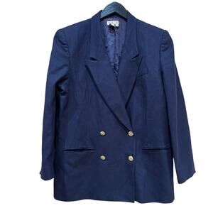 Talbots Blue Wool Blazer Double Breasted Size 14